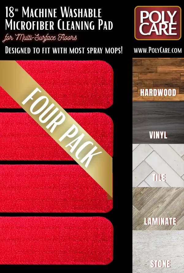 4 PACK 18" Microfiber Cleaning Pad for Multi-Surface Floors Compatible with Most Mops